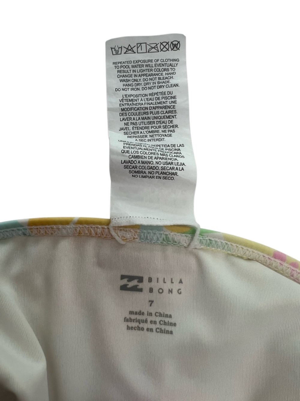 Billabong Girls Floral Bikini Set Size 7 Tropical Halter Swimsuit Pink Orange - Picture 4 of 4
